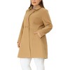 Agnes Orinda Women's Plus Size Notched Lapel Single Breasted Back Split Winter Long Pea Coats - 2 of 4