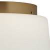 Possini Euro Design Buckley 13" Modern Flush-Mount Ceiling Light Fixture Kitchen Foyer Hallway Drum Round Warm Brass Finish White Glass Bedroom - 3 of 4