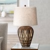Possini Euro Design Buckhead Modern Table Lamp 28" Tall Warm Bronze Brown Geometric Fabric Drum Shade for Bedroom Living Room Bedside Nightstand - 2 of 4