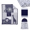 NoJo Love You To The Moon - Navy, Grey and Blue 4 Piece Nursery Crib Bedding Set with Comforter, Fitted Crib Sheet, Dust Ruffle, Diaper Stacker - 2 of 4