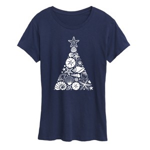 Women's - Instant Message - Sea Shell Christmas Tree Short Sleeve Graphic T-Shirt - 1 of 4
