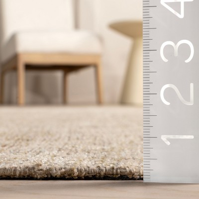 Rosia Khaki and Beige 10' x 14' Wool Blend Tasseled Area Rug