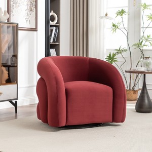 SEYNAR Modern Glam Velvet 360 Degree Swivel Accent Armchair with Tufted Back - 1 of 4