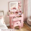 Makeup Vanity with Mirror, Lights, Charging Station & Time Display - 4 of 4