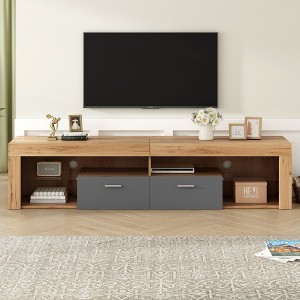 VYNXARIA Modern Design TV Stands for TVs up to 80in, LED Light Entertainment Center, Media Console with 6 Storage Cabinets - 1 of 4
