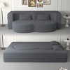 APRILSOUL Modern Floor Sofa with 2 Pillows, Convertible Teddy Fabric Foam-Filled Sleeper Sofa Bed, Full Size Folding Mattress - 3 of 4