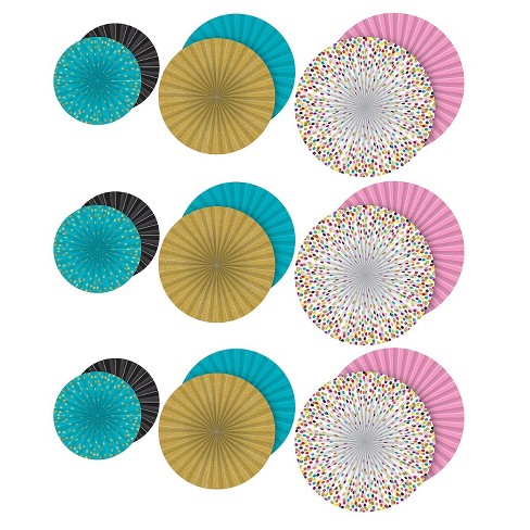 Teacher Created Resources Confetti Hanging Paper Fans 3 Per Pack 3 Packs  (tcr77107-3) : Target