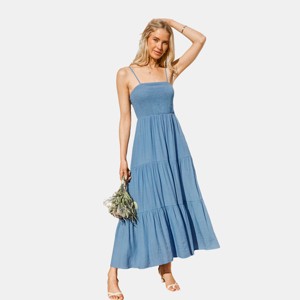 Women's Bohemian Tiered Denim Maxi Dress - Cupshe - 1 of 4