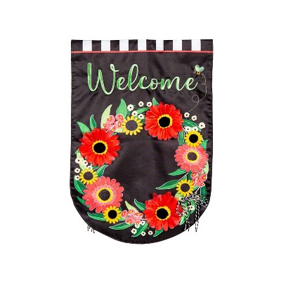 Evergreen Welcome Wreath Applique House Flag 28 x 44 Inches Outdoor Decor for Homes and Gardens