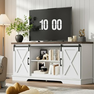 Entertainment Center, 58 Inch TV Stand for 65 Inch TV, TV Cabinet with Barn Doors, Industrial Media Console Storage Cabinet Sideboard for Living Room - 1 of 4