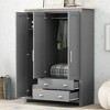TIRAMISUBEST 3-Doors Wooden Rattan Wardrobe Storage for Bedroom - Mobile Lateral Filing Cabinet, Locking Wheels, Adjustable Shelf - 3 of 4