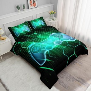 Luupatchy Game Console Comforter Set with 1 Quilt 2 Pillowcases, for Teens Men Adults - 1 of 4