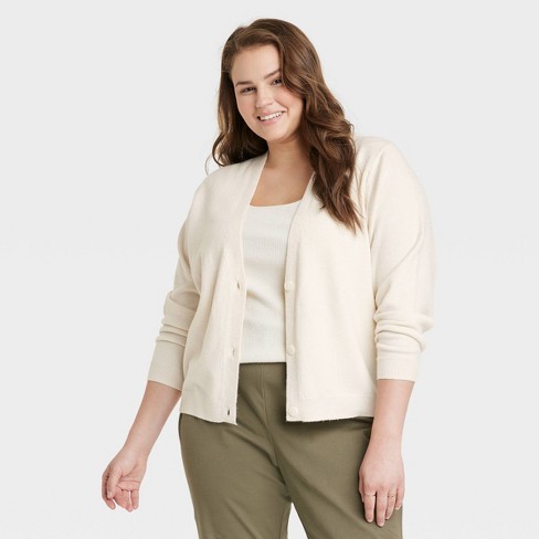 Women's Cardigan - A New Day™ Cream Xxl : Target