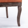 A&A Furniture,Ultra Side Dining Chair-Thickened fabric chairs with neutrally toned solid wood legs Bronze nail head Set of 2 Orange - 4 of 4