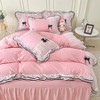 Light Pink Full Duvet Cover Set with Ruffles and Bowtie, 3 Pieces, Zipper Closure, Pillowcase Included - 2 of 4