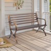 VEVOR Outdoor Bench, 50 inch, Carbon Steel Metal Frame with Slatted Pattern Backrest and Round Edge Armrests, Weatherproof, Antique Bronze - 2 of 4