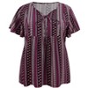 GRACE & GRANDEUR Women's Plus Size Boho Floral Print Drawstring Collar Ruffle Sleeve Gathered Ties Babydoll Blouses - 4 of 4