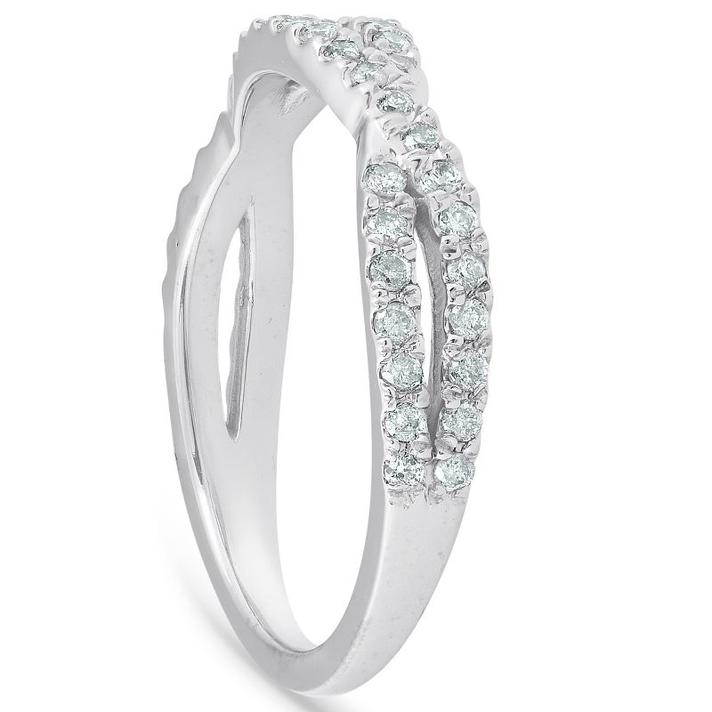 Pompeii3 3/8ct Diamond Wedding Ring Womens Infinity Crossover Band 14k White Gold, 2 of 6