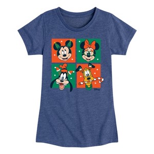 Girls' - Disney - Mickey And Friends Christmas Grid Fitted Short Sleeve Graphic T-Shirt - 1 of 4