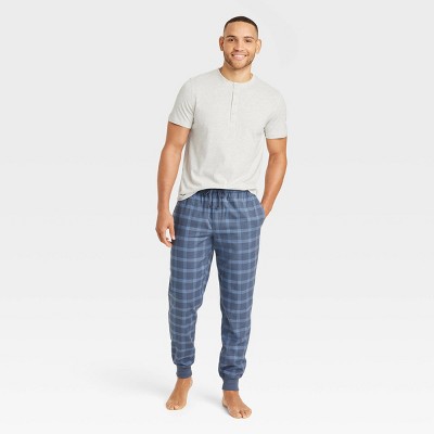 Men's Plaid Short Sleeve Henley + Flannel Jogger Pajama Set - Goodfellow & Co™ Blue