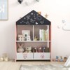 Infans Kids Dollhouse Bookshelf w/ Writable Chalkboard  Whiteboard 4 Top Compartments - 3 of 4