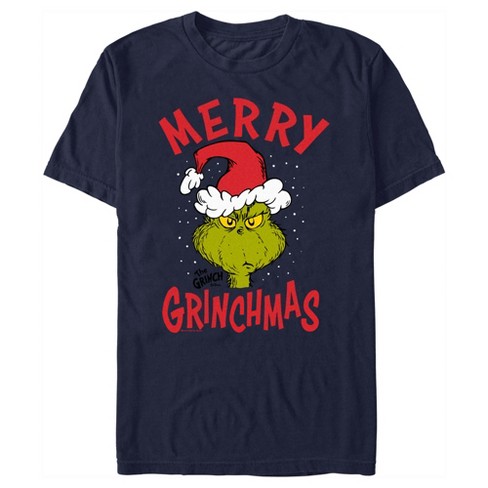 Men's Dr. Seuss Merry Grinchmas T-shirt - Navy Blue - X Large : Target