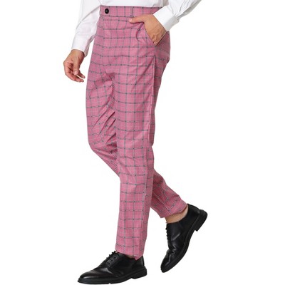 Pink plaid 2024 pants mens