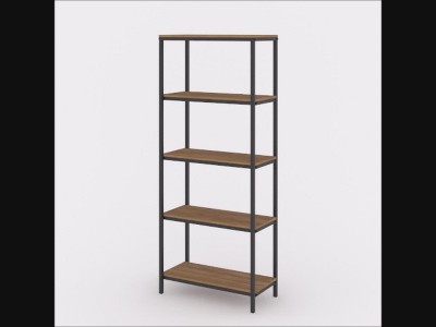 North Avenue Tall 4-Shelf Sindoori Mango and Black Metal Bookcase