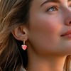 Ross-Simons Moonstone and Pink Resin Inlay Heart Drop Earrings in 18kt Gold Over Sterling - 2 of 4