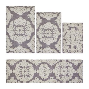Medallion Collection 4 Piece 100% Cotton Tufted Bathroom Rug Set  with Non-Slip Backing, Machine Washable, Tumble Dry Bath Mat - 1 of 4