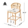 Set of 2 Upholstered Counter Stools with Natural Rubberwood Frame and Rattan Backrest,Modern Indoor Armless Dining Chairs-Cuddlewood - 4 of 4