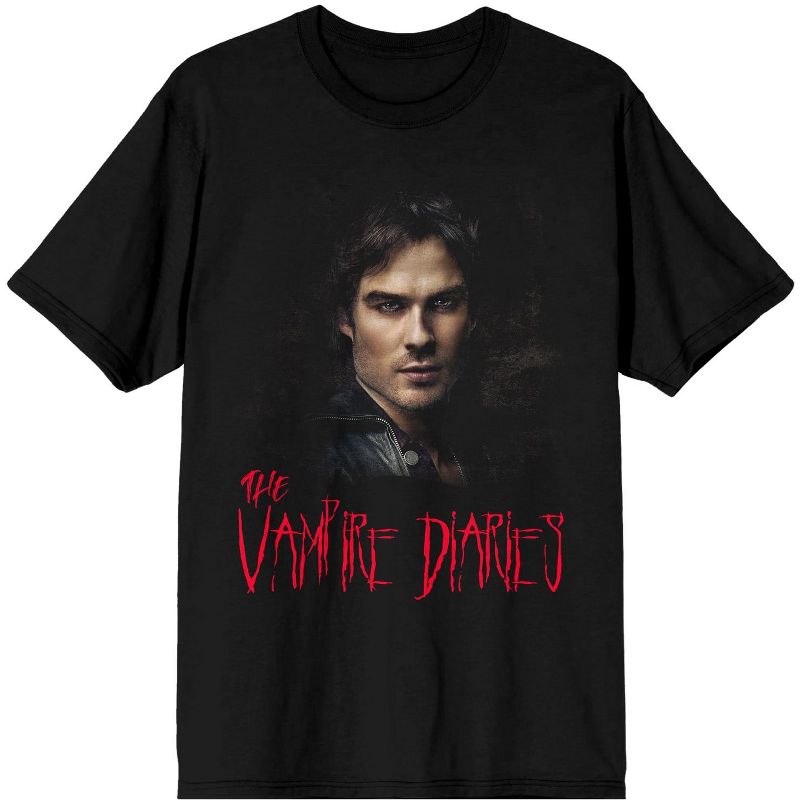 The Vampire Diaries Damon Pose Juniors Black T-shirt, 1 of 3