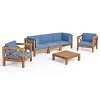 Christopher Knight Home Sandy 6 piece Outdoor Acacia Wood Sectional Seating Set with Water-Resistant Cushions - 2 of 4