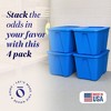 HOMZ Stackable and Nestable Heavy Duty Plastic Storage Container with 4 Way Handles - 2 of 4