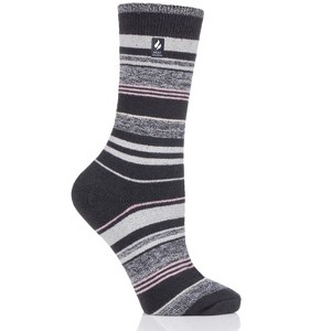 Heat Holders® Women's Stripe ULTRA LITE™ Socks | Thermal Yarn | Lightweight Winter Socks Tight Fit Shoes | Warm + Soft, Hiking, Cabin, Cozy at Home Socks | 3X Warmer Than Cotton - 1 of 2