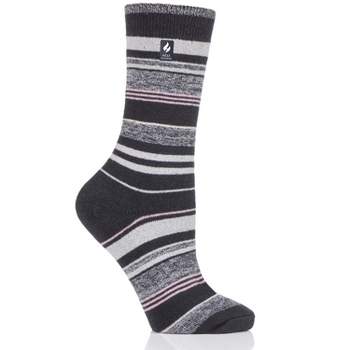 Heat Holders® Women's Stripe ULTRA LITE™ Socks | Thermal Yarn | Lightweight Winter Socks Tight Fit Shoes | Warm + Soft, Hiking, Cabin, Cozy at Home Socks | 3X Warmer Than Cotton