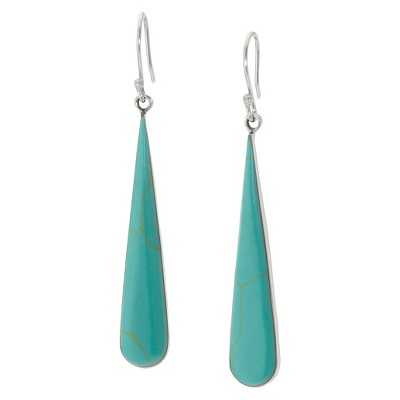 Silver turquoise store drop earrings