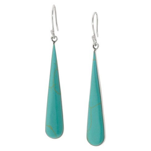 Sterling Tiny Pearl Green Stone Drop Earrings