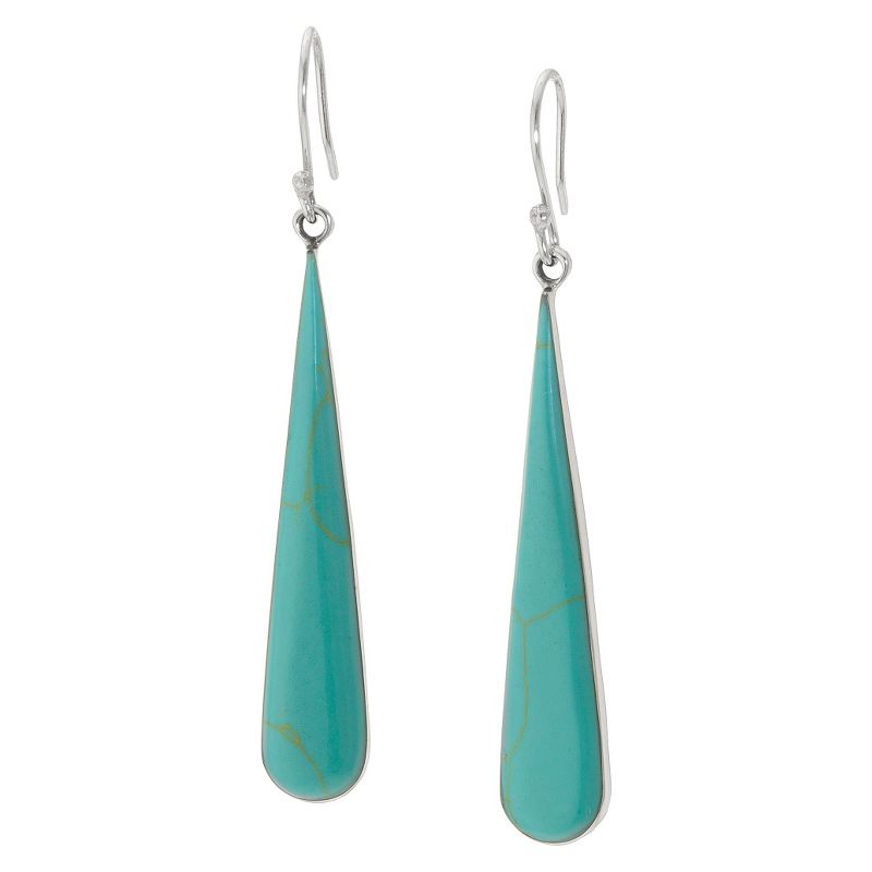 Sterling Silver Dangle Stud Earrings - Turquoise, 1 of 4