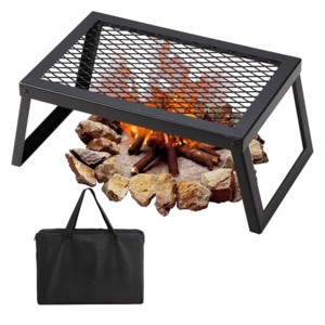SEVOBAL Grill Cookware Folding Campfire Grill, Portable Grate with Stabilizing Legs, Carry Bag for Camping, Backyard Fire Cooking, Black, 18"*12"*8" - 1 of 4