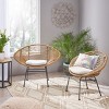 Outdoor PE Rattan Armless Chairs Set Of 2,Patio Upholstered Rattan Armless Chair With Iron Frame,Garden Rattan Backrest Chair-Coolbibila - 3 of 4