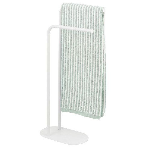 Honey-Can-Do Wall Mounted Bathroom Shelf with Towel Bar and Oval Top Tray, White