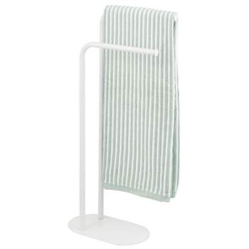 mDesign Tall Stainless Freestanding 2-Tier Towel Rack Holder Pedestal