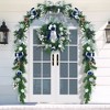 24 In Christmas Wreaths for Front Door,Prelit Wreath with LED Lights Pine Cones Ball Ornaments for Fireplace Mantle Indoor Outdoor Xmas Decor - 3 of 4
