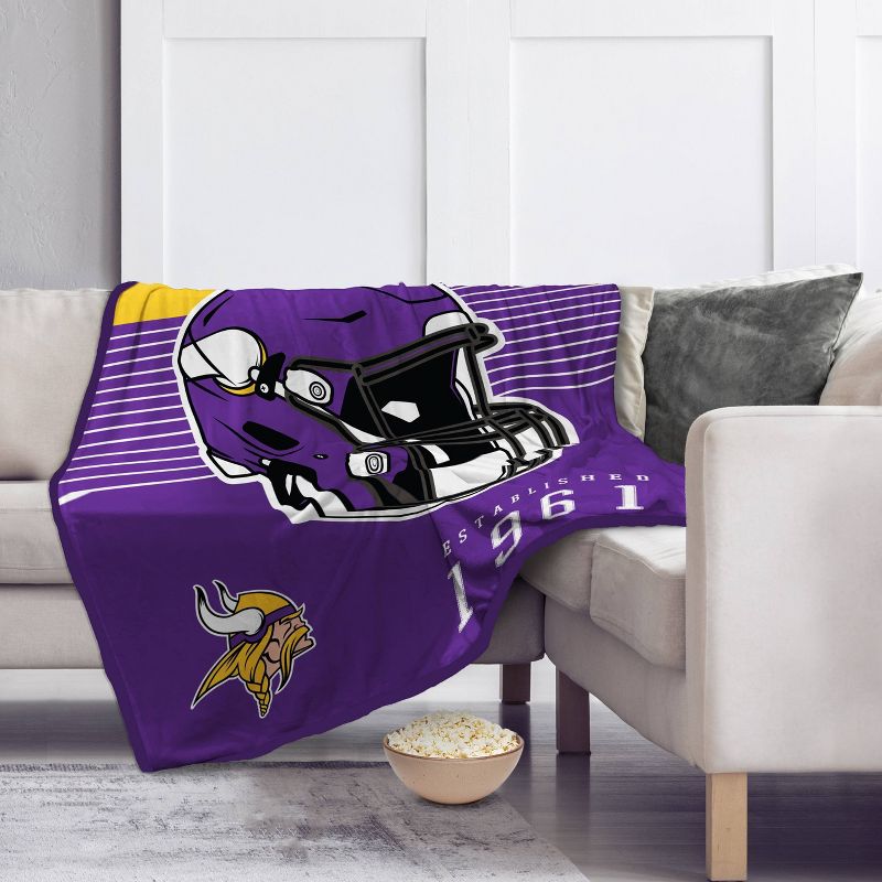 NFL Minnesota Vikings Helmet Stripes Flannel Fleece Blanket, 2 of 4