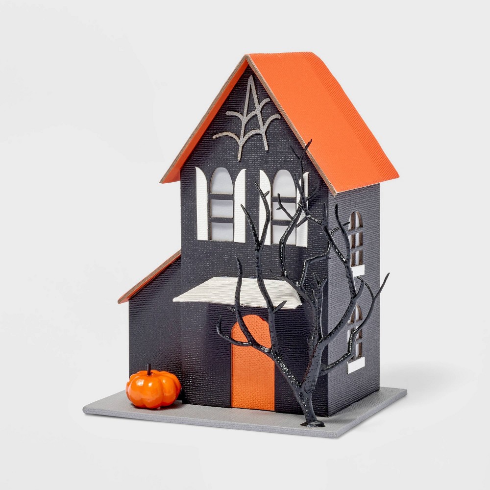 Pressed Paperboard House with Tree and Pumpkin Halloween Scene Prop - Hyde & EEK! Boutique™