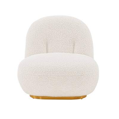 Edina White Velvet and Pine Wood Accent Chair