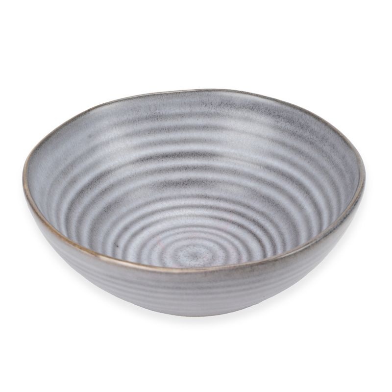 Modern Chic Ribbed Ceramic Stoneware Dinnerware Bowls Set of 4 - Slate Grey, 3 of 6