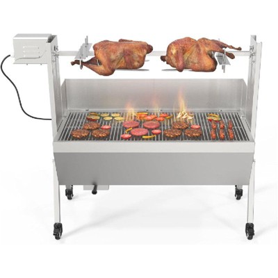 Winado 35 in. 25W 110V Electric Rotisserie Grill Kit with Wind Baffle
