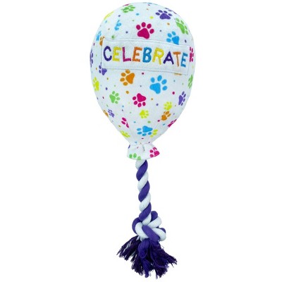 Photo 1 of (pack of 3) Multipet Plush Celebration Balloon with Rope Dog Toy - 12